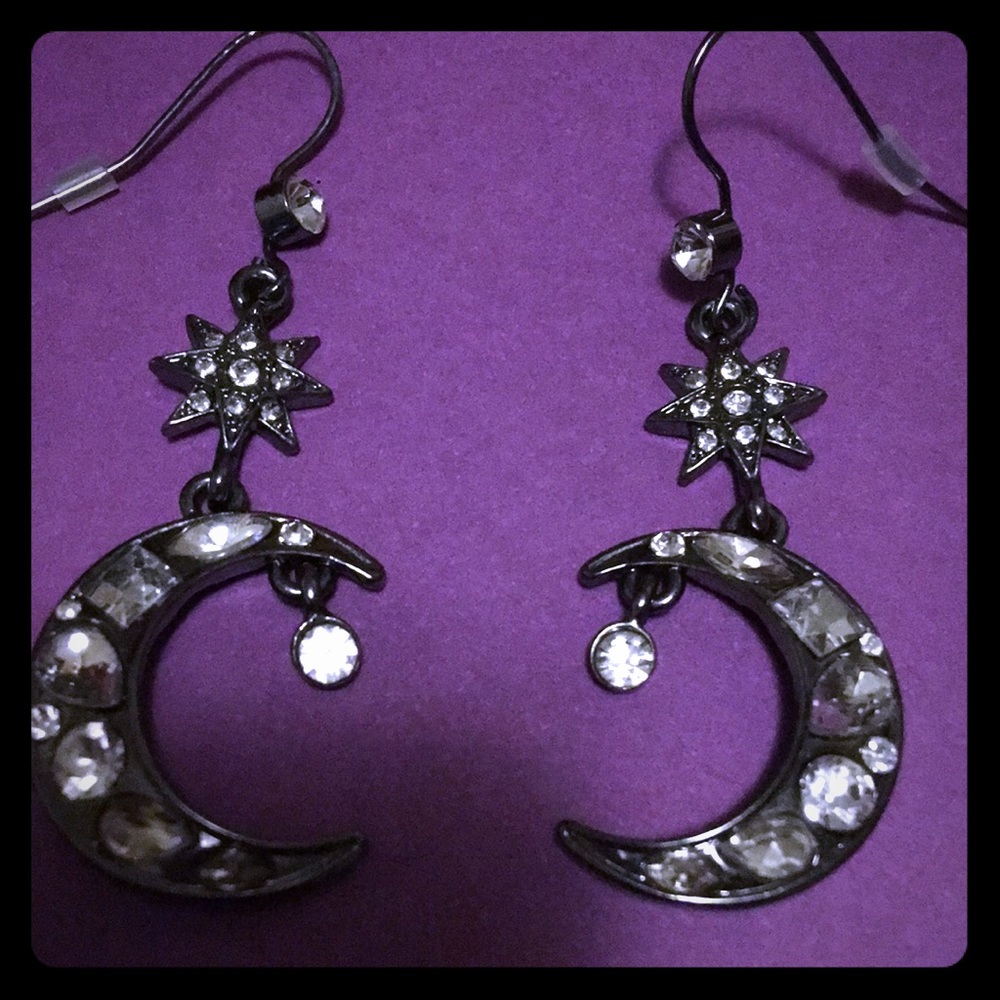 Moon studded pierced dangle earrings